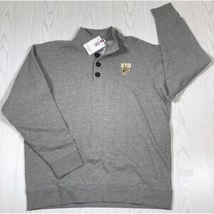 FIU Panthers Sweatshirt XL Champion Gray Pullover 1/4 Button Cotton Blend New